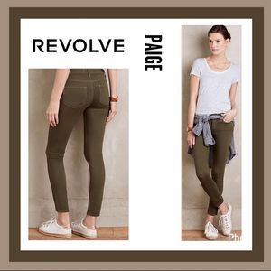 Revolve Paige Verdugo Ankle Skinny Cotton/Stretch Jeans in Dark Moss Size 28